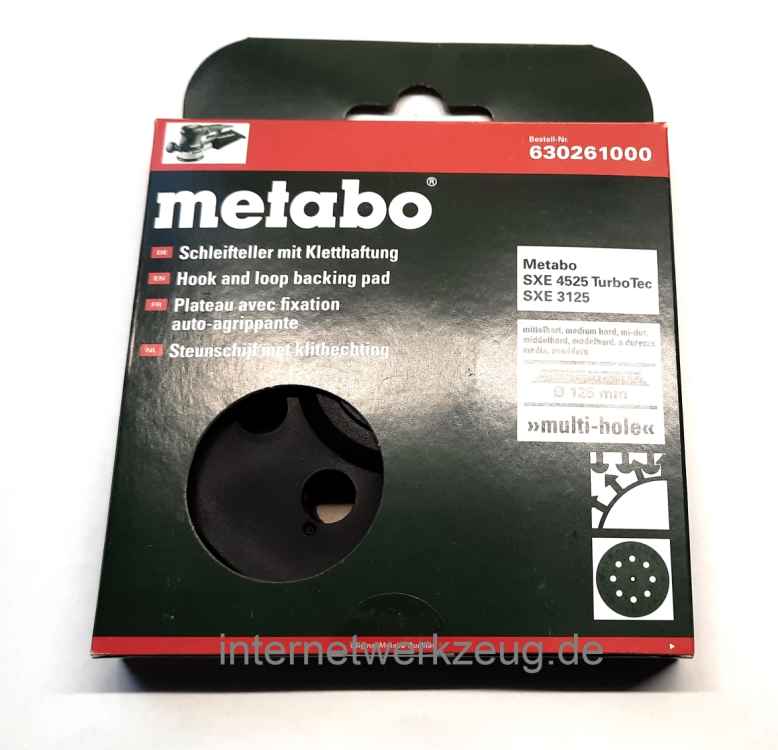 Metabo Schleifteller 125 mm, "multi-hole", mittelhart, passend für SXE 425/3125, originalverpackt, NEU